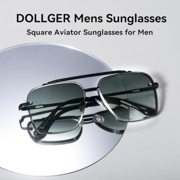 Vintage Square Aviator Sunglasses Metal Frame Gradient Lens UV400 Protection main image 5
